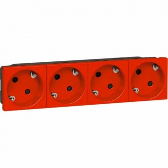 Розетка LEGRAND 4 х 2К+3 Программа Mosaic для монтажа на кабель-каналах с винтовыми зажимами красная