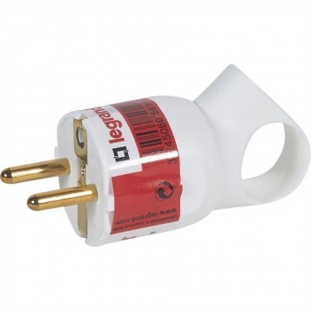 Вилка LEGRAND 2К+3 серия Элиум 16 А с кольцом пластик винтовой зажим белый