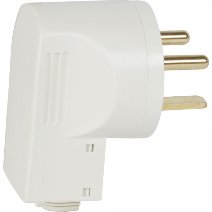 Вилка пластиковая LEGRAND 2К+З 20 А выход кабеля сбоку белый 055152