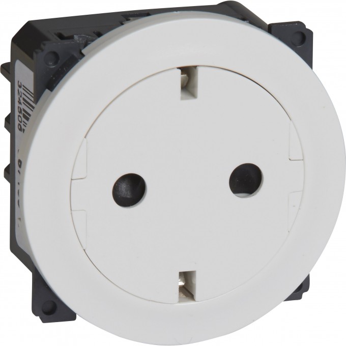 Розетка LEGRAND 2К+З с плоской лицевой панелью немецкий стандарт безвинтовые зажимы Программа Celiane белый 067166