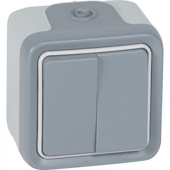 Двухклавишный переключатель LEGRAND на 2 направления Plexo 10 AX 250 В серый Двухклавишный переключатель LEGRAND на 2 направления Plexo 10 AX 250 В серый