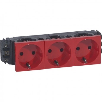Розетка LEGRAND 3 х 2К+3 Программа Mosaic для монтажа на кабель-каналах с винтовыми зажимами красный