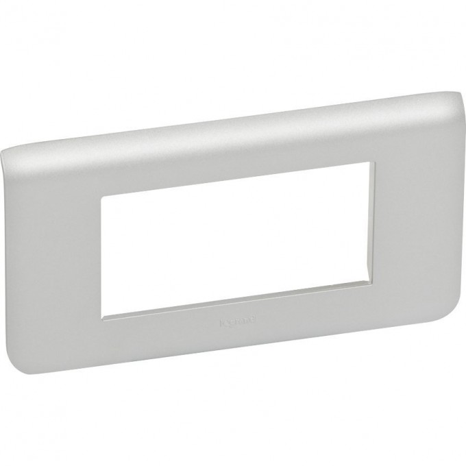 Рамка LEGRAND пластиковая горизонтальная Mosaic 4 модуля Алюминий 079314