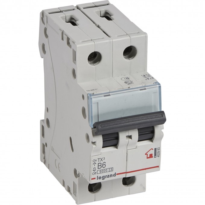 Автоматический выключатель LEGRAND TX³ 6000 6 кА тип B 2П 230/400 В 6А 2 модуля белый 403983