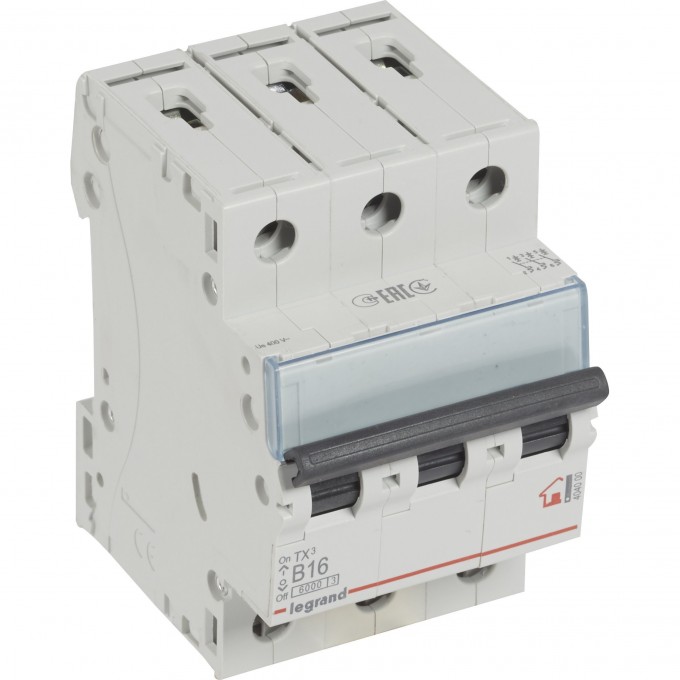 Автоматический выключатель LEGRAND TX³ 6000 6 кА тип B 3П 400 В 16А 3 модуля белый 404000