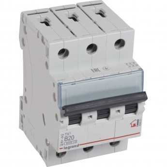 Автоматический выключатель LEGRAND TX³ 6000 6 кА тип B 3П 400 В 20А 3 модуля белый