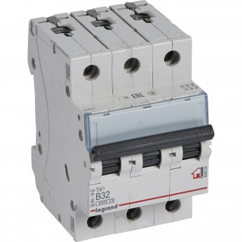 Автоматический выключатель LEGRAND TX³ 6000 6 кА тип B 3П 400 В 32А 3 модуля белый