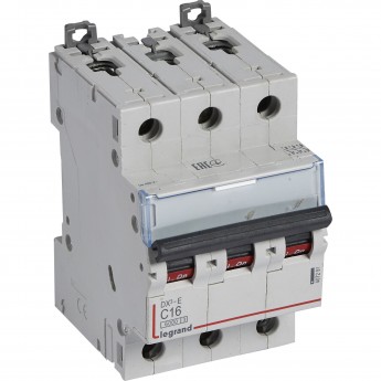 Автоматический выключатель LEGRAND DX³-E 6000 6 кА тип C 3П 230/400 В 16А 3 модуля белый