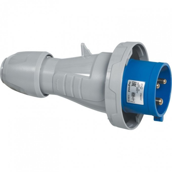 Прямая вилка LEGRAND P17 Tempra Pro IP 66/67 200/250 В 16 A 2К+З 555324