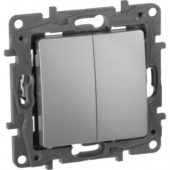 Выключатель/переключатель LEGRAND двухклавишный Etika Plus 10 A 250 В алюминий Выключатель/переключатель LEGRAND двухклавишный Etika Plus 10 A 250 В алюминий