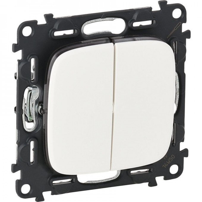 Переключатель LEGRAND Valena ALLURE двухклавишный 10А 250В с лицевой панелью безвинтовые зажимы белый 752708