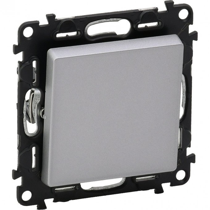 Переключатель LEGRAND Valena LIFE 10АХ 250В с лицевой панелью безвинтовые зажимы алюминий 752606