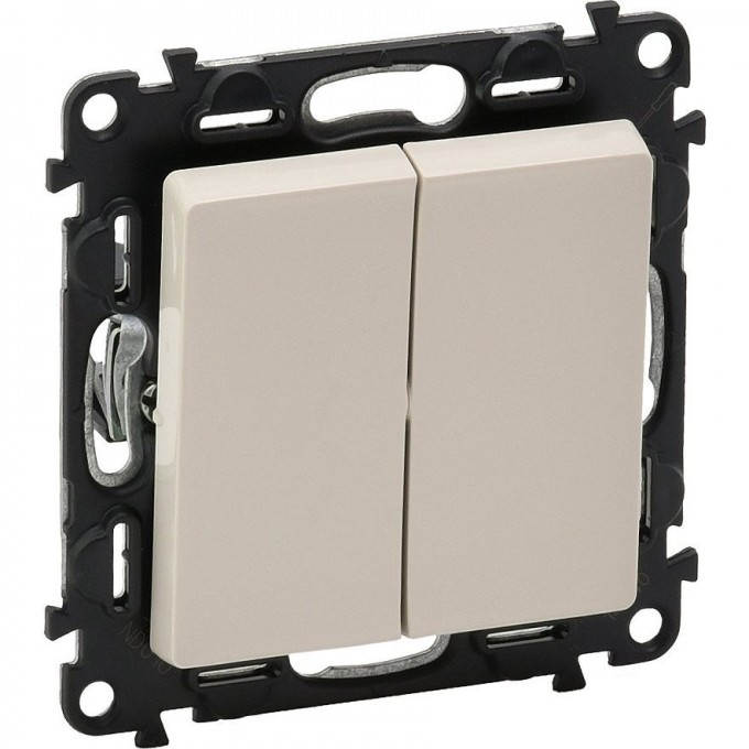 Переключатель LEGRAND Valena LIFE двухклавишный 10А 250В с лицевой панелью безвинтовые зажимы слоновая кость 752508