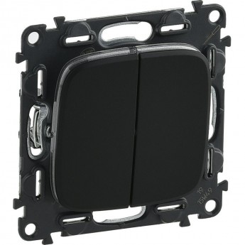 Выключатель Valena ALLURE двухклавишный 10А 250В с лицевой панелью безвинтовые зажимы антрацит Выключатель Valena ALLURE двухклавишный 10А 250В с лицевой панелью безвинтовые зажимы антрацит