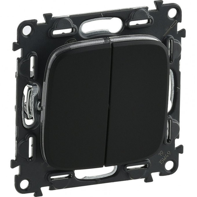 Выключатель Valena ALLURE двухклавишный 10А 250В с лицевой панелью безвинтовые зажимы антрацит 752915