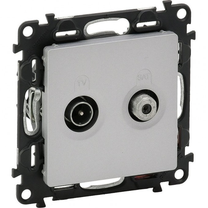 Розетка LEGRAND Valena LIFE TV-SAT двухкабельная с лицевой панелью алюминий 753658