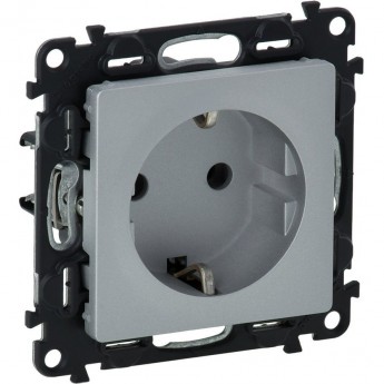 Силовая розетка Valena LIFE 2К+З 16А 250В с лицевой панелью безвинтовые зажимы алюминий Силовая розетка Valena LIFE 2К+З 16А 250В с лицевой панелью безвинтовые зажимы алюминий
