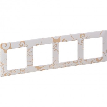 Рамка LEGRAND Valena LIFE "Ампир белый", 4-постовая универсальная, кремово-белая