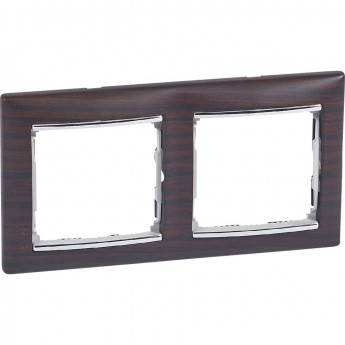 Рамка LEGRAND Valena 2 поста горизонтальный монтаж темное дерево/серебряный штрих