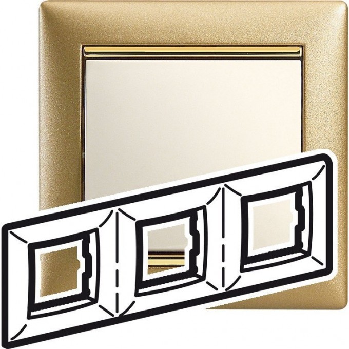Рамка LEGRAND Valena 3 поста матовое золото 770303