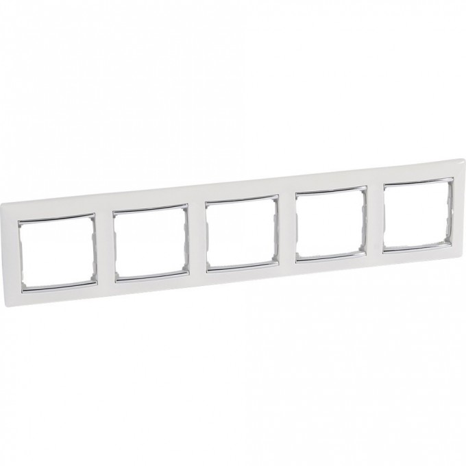 Рамка LEGRAND Valena 5 постов горизонтальный монтаж белый/серебряный штрих 770495
