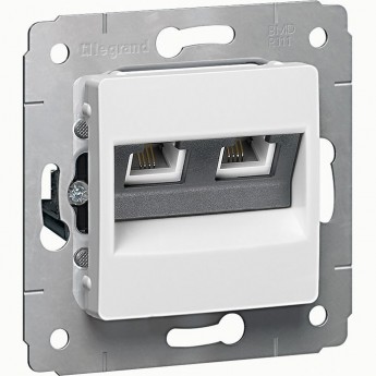 Телефонная розетка LEGRAND Cariva RJ11 4 контакта 2 выхода белый Телефонная розетка LEGRAND Cariva RJ11 4 контакта 2 выхода белый