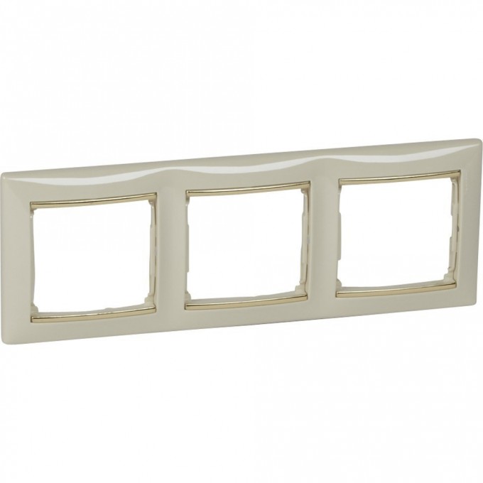 Рамка LEGRAND Valena 3 поста горизонтальный монтаж слоновая кость/золотой штрих 774153
