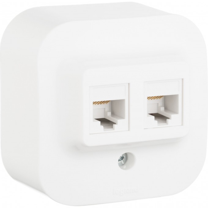 Розетка LEGRAND двойная 2 x RJ45 категория 5e UTP Quteo IP 20 белый 782228