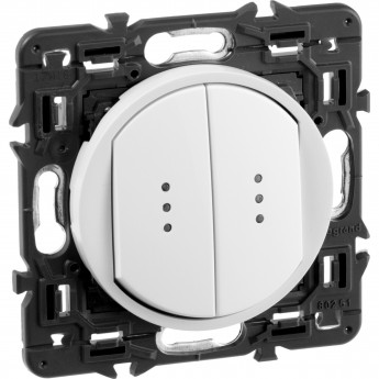 Выключатель LEGRAND Celiane двухклавишный с подсветкой белый Выключатель LEGRAND Celiane двухклавишный с подсветкой белый