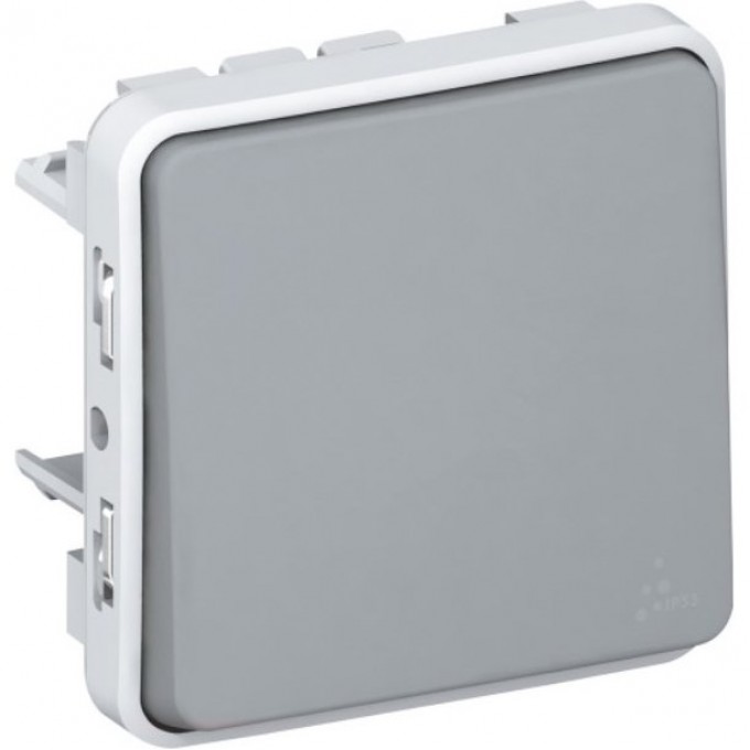 Переключатель LEGRAND Plexo проходной одноклавишный 10A, IP55, серый 69511