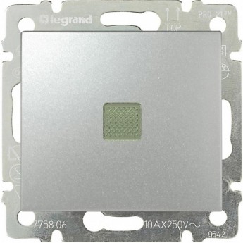 Переключатель LEGRAND Valena на два направления с подсветкой 10 A 250 В цвет алюминий