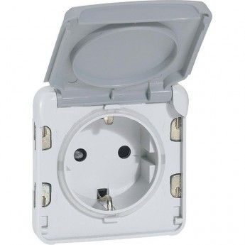 Розетка LEGRAND Plexo с заземлением 16A, с винтовыми зажимами, IP55, серый