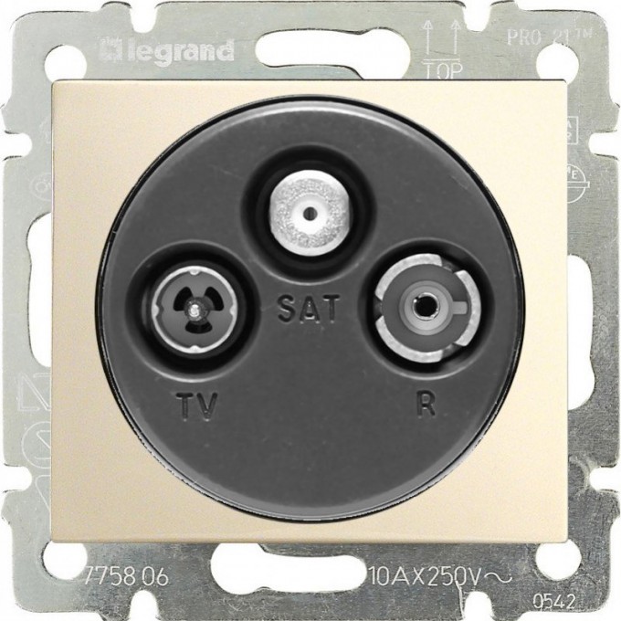 Розетка LEGRAND TV-FM-SAT Valena звезда 1.5 дБ 2400 МГц слоновая кость 774335