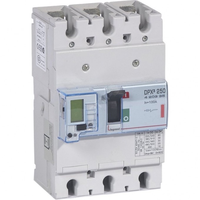 Выключатель автоматический LEGRAND DPX250 100А 36kA трехполюсный 420335