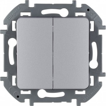 Выключатель двухклавишный LEGRAND INSPIRIA 10 AX 250 В алюминий Выключатель двухклавишный LEGRAND INSPIRIA 10 AX 250 В алюминий