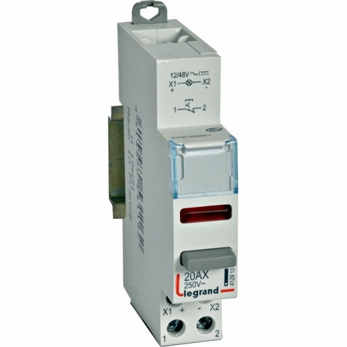 Выключатель кнопочный LEGRAND CX3 с фиксацией НЗ красный индикатор 12/48 412913