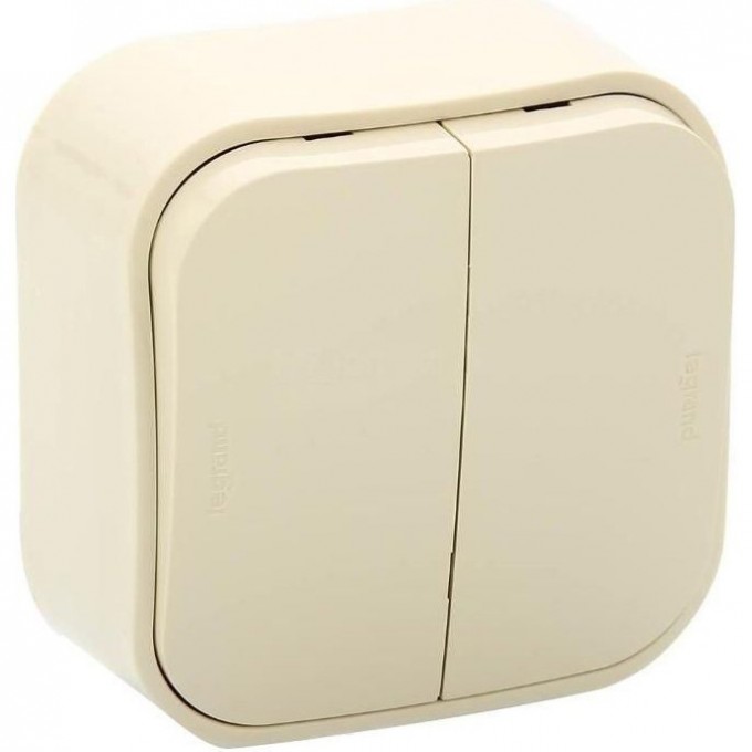 Выключатель LEGRAND двухклавишный 10 A 250 B Quteo IP 20 Слоновая кость 782232