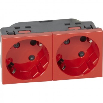 Розетка LEGRAND Mosaic 2Х2К+З под углом 45°, с механической блокировкой, красная Розетка LEGRAND Mosaic 2Х2К+З под углом 45°, с механической блокировкой, красная