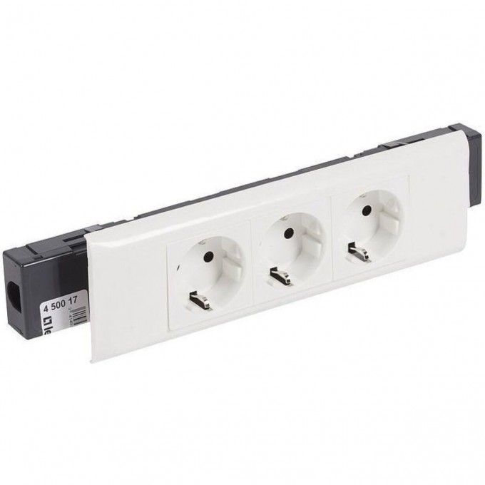 Розетка LEGRAND MOSAIC DLP с суппортом для крышки 65мм 3x2К+З, безвинтовые зажимы 77433